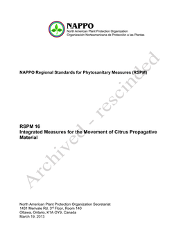 RSPM 16 Integrated Measures for the Movement of Citrus Propagative Material