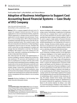 Adoption of Business Intelligence to Support Cost Accounting Based