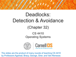 Deadlocks: Detection & Avoidance