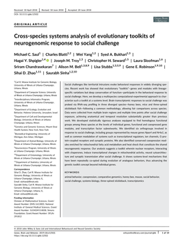 Cross-Species Systems Analysis of Evolutionary Toolkits of Neurogenomic Response to Social Challenge