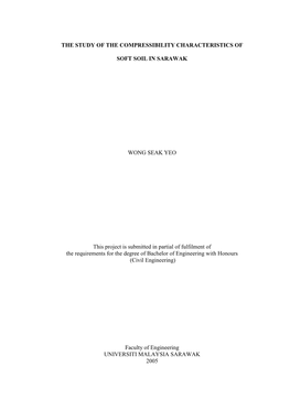 The Study of the Compressibility Characteristics of Soft Soil in Sarawak ______