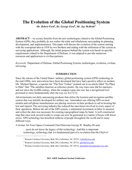 The Evolution of the Global Positioning System Mr