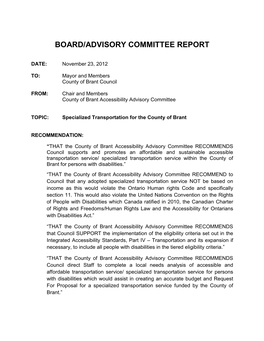 Board/Advisory Committee Report