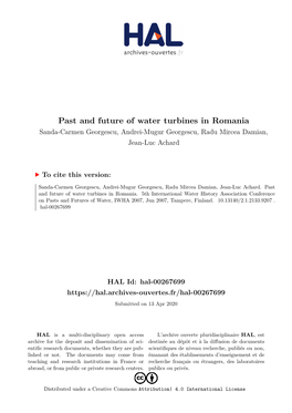 Past and Future of Water Turbines in Romania Sanda-Carmen Georgescu, Andrei-Mugur Georgescu, Radu Mircea Damian, Jean-Luc Achard
