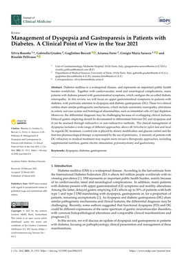 Management of Dyspepsia and Gastroparesis in Patients with Diabetes