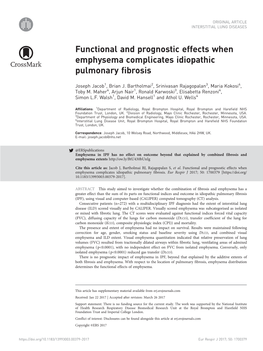 Functional and Prognostic Effects When Emphysema Complicates Idiopathic Pulmonary Fibrosis