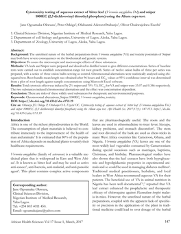 Cytotoxicity Testing of Aqueous Extract of Bitter Leaf (Vernonia Amygdalina Del) and Sniper 1000EC (2,3 Dichlorovinyl Dimethyl Phosphate) Using the Alium Cepa Test