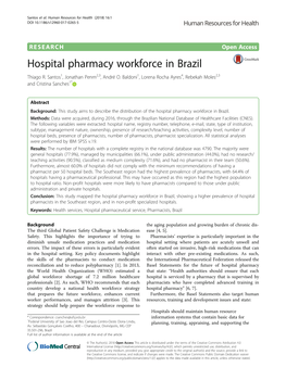 Hospital Pharmacy Workforce in Brazil Thiago R