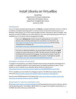 Install Ubuntu on Virtualbox Ronald Mak Department of Computer Engineering Department of Computer Science Department of Applied Data Science January 25, 2021
