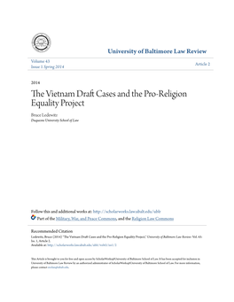 The Vietnam Draft Cases and the Pro-Religion Equality Project