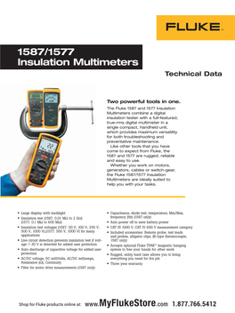 Fluke Corporation Fluke 1587 Insulation Multimeter Datasheet