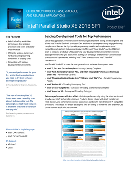 Intel® Parallel Studio XE 2013 SP1 Product Brief