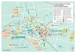 A Map of Hotels According to Their Distance from JR Sendai Station