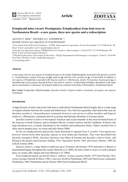 From Fruit Trees in Northeastern Brazil—A New Genus, Three New Species and a Redescription