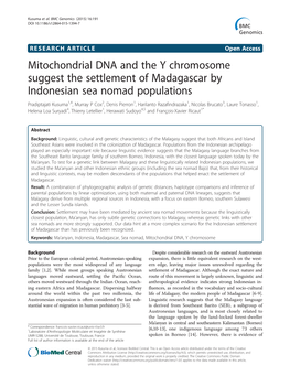 Mitochondrial DNA and the Y Chromosome Suggest The