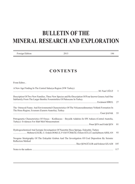 Bulletin of the Mineral Research and Exploration