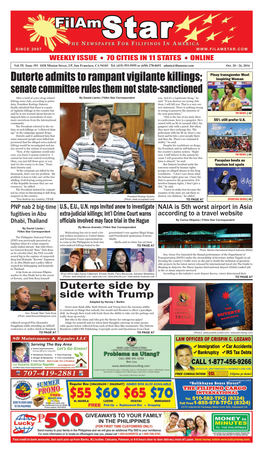 Duterte Admits to Rampant Vigilante Killings;