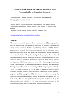 Enhancement in Hydrogen Storage Capacities Oflight Metal Functionalizedboron–Graphdiynenanosheets