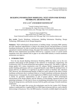 Building Information Modeling: Next Steps for Tensile Membrane Architecture