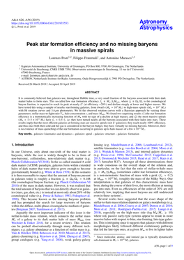 Peak Star Formation Efficiency and No Missing Baryons in Massive Spirals