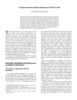 Isozymes and the Genetic Resources of Forest Trees1