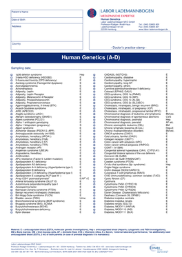 Human Genetics (A-D)