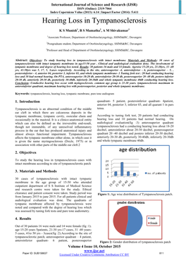 Hearing Loss in Tympanosclerosis