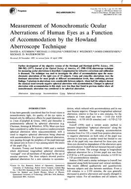 Measurement of Monochromatic Ocular Aberrations of Human Eyes As a Function of Accommodation by the Howland Aberroscope Technique DAVID A