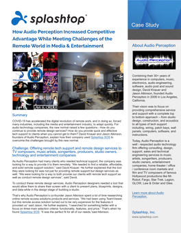 Audio Perception – Media and Entertainment Case Study