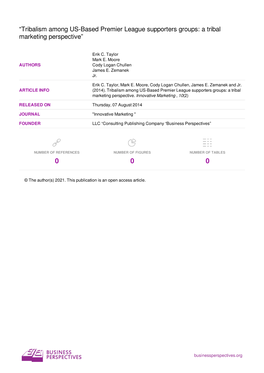 “Tribalism Among US-Based Premier League Supporters Groups: a Tribal Marketing Perspective”