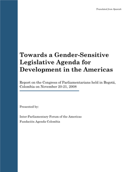 Towards a Gender-Sensitive Legislative Agenda for Development in the Americas