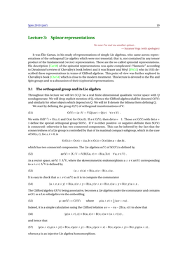 Lecture 3: Spinor Representations