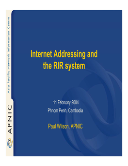 Internet Addressing and the RIR System