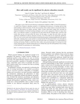 How Null Results Can Be Significant for Physics Education Research