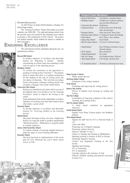 ENSURING EXCELLENCE: Jane Rose/Ken Woodward an ESF Project on School Self-Evaluation a Strategy for • Clearwater Bay School - M Mahoney School Improvement