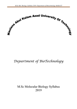 M.Sc Mol. Bio. Syllabus 2019 (MAKAUT)