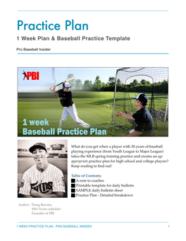 1 Week Baseball Practice Plan