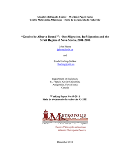 Out-Migration, In-Migration and the Strait Region of Nova Scotia, 2001-2006