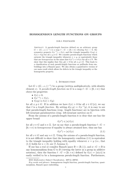 Homogeneous Length Functions on Groups