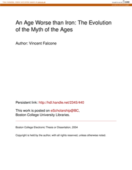 An Age Worse Than Iron: the Evolution of the Myth of the Ages