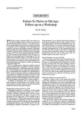 Failure to Thrive in Old