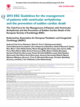 2015 ESC Guidelines for the Management of Patients With