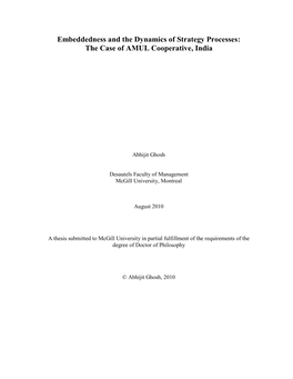 Embeddedness and the Dynamics of Strategy Processes: the Case of AMUL Cooperative, India