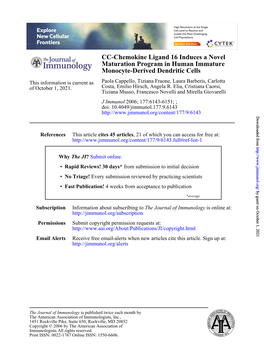 Monocyte-Derived Dendritic Cells Maturation Program in Human