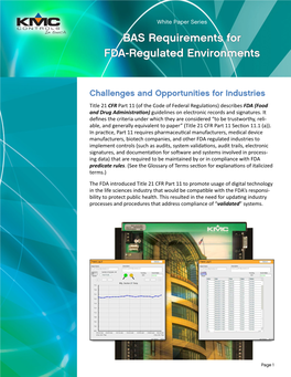 BAS Requirements for FDA-Regulated Environments Contents
