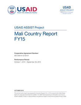 USAID ASSIST Project Mali Country Report FY15