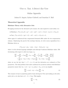 Uber Vs. Taxi: a Driver's Eye View Online Appendix