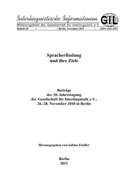 Spracherfindung Und Nationalsprache: Das Beispiel El Glheþ Talossan 33