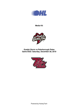 Media Kit Guelph Storm Vs Peterborough Petes Game #332