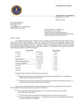 Buzzfeed FOIA Release of Mueller Report FBI 302 Reports